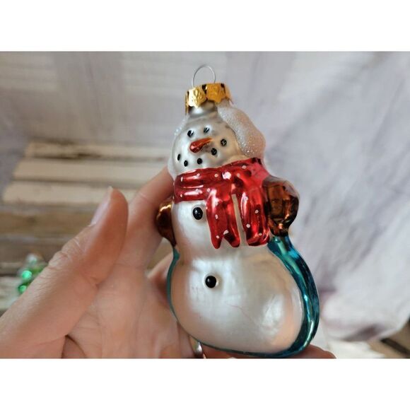 Glass snowman tree ornament set Xmas tree - Picture 7 of 10